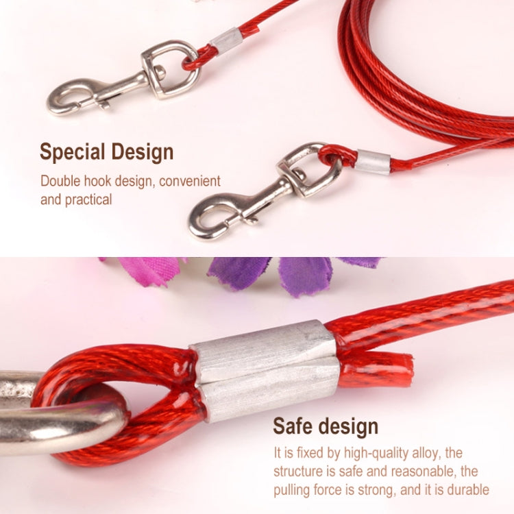 Double-end Steel Wire Rope Pet Dogs 2 in 1 Traction Rope Pet Walking Leads With Handle, Random Color Delivery, Length: 3m