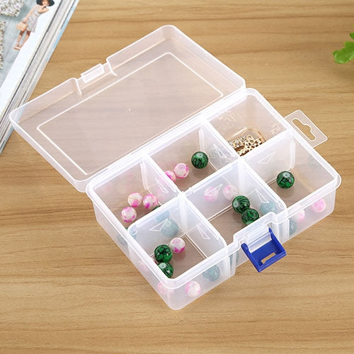 Plastic Jewelry Box Organizer Storage Container with Adjustable Dividers, Size: Large, 6 Slots
