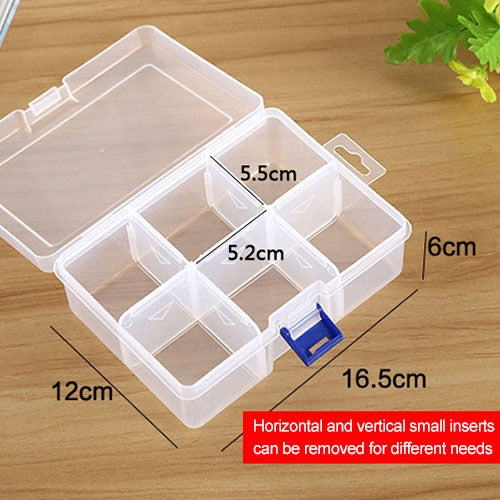 Plastic Jewelry Box Organizer Storage Container with Adjustable Dividers, Size: Large, 6 Slots