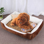 Dog Bone Pattern Big Soft Warm Kennel Pet Dog Cat Mat Blanket, with Rattan Mat & Blanket Size: S, 60×45×15cm