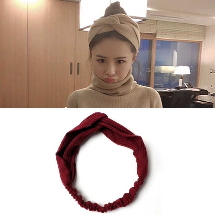 Women Temperament Knitting Cross Shape Hair Band — HC8960B