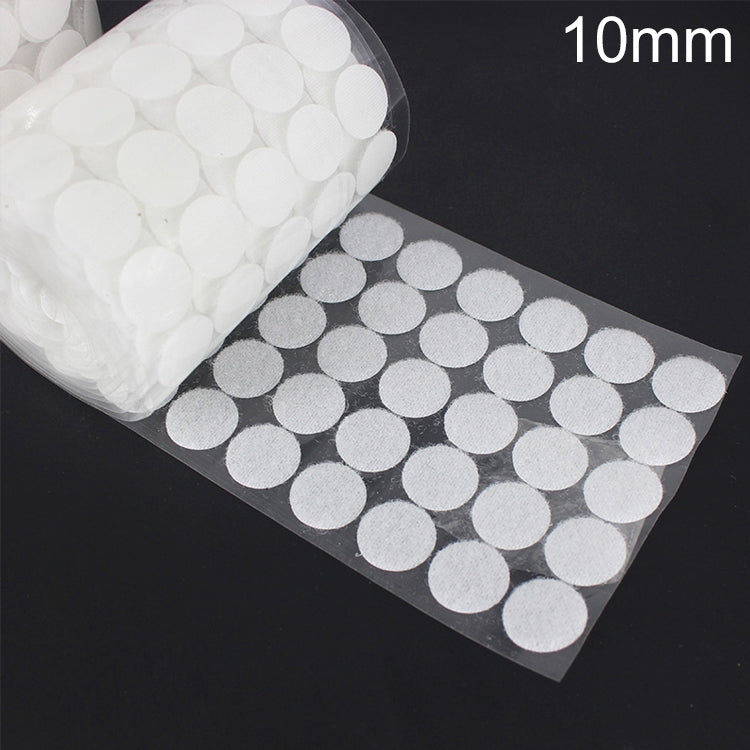 1000 PCS 10mm Round Nylon Adhesive Hook and Loop Fastener — White
