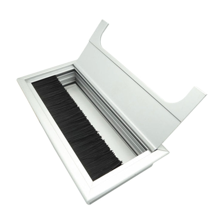 8x16cm Desk Dustproof Aluminum Wire Box Threading Box with Brush