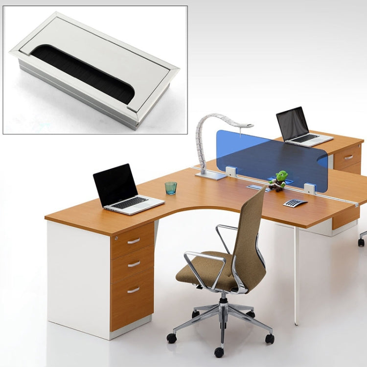 8x16cm Desk Dustproof Aluminum Wire Box Threading Box with Brush