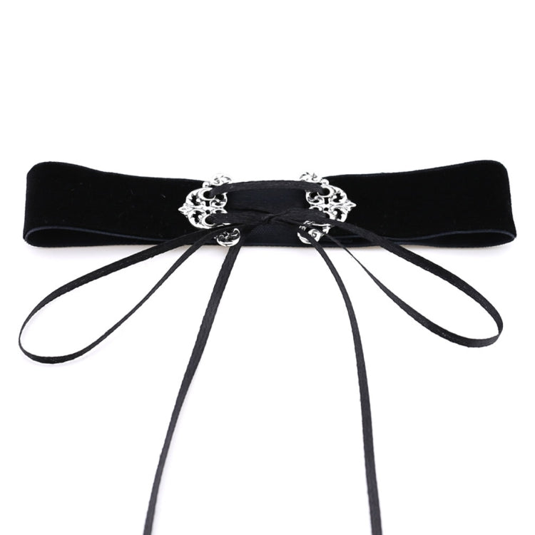 2 PCS European and American Fashion Street-snap Collar Hollow Alloy Velvet Choker Necklace, Random Color Delivery