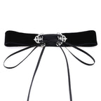 2 PCS European and American Fashion Street-snap Collar Hollow Alloy Velvet Choker Necklace, Random Color Delivery