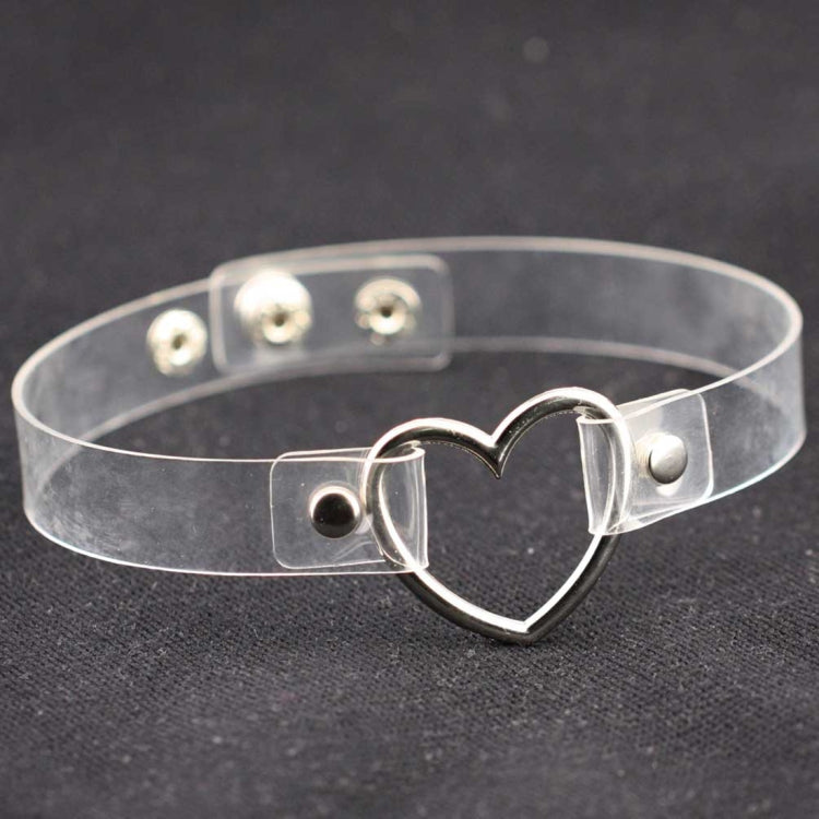 Japanese Harajuku PU Leather Heart Shape Punk Collar Fashion Female Choker Necklace, Random Color Delivery