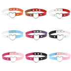 Japanese Harajuku PU Leather Heart Shape Punk Collar Fashion Female Choker Necklace, Random Color Delivery