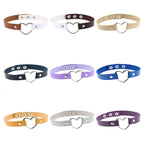 Japanese Harajuku PU Leather Heart Shape Punk Collar Fashion Female Choker Necklace, Random Color Delivery
