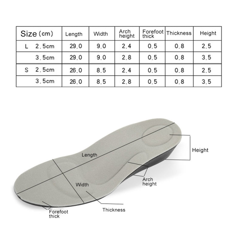 2.5cm PU Breathable Sport Height Increase Insoles