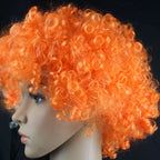 Colorful Wild-Curl Up Crown Party Cosplay Headwear Wavy Short Polyester Yarn Made Wigs For Adult And Child