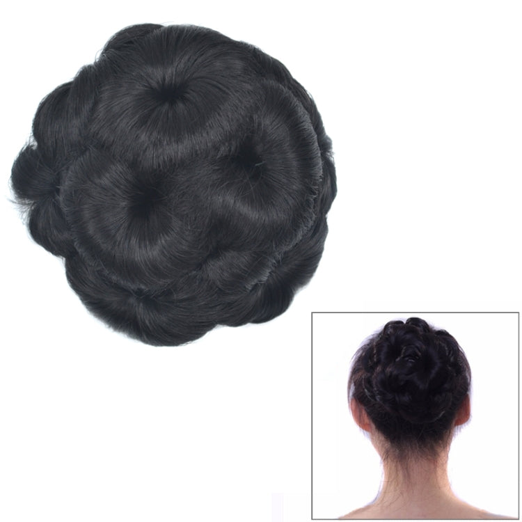 Wig Ball Head Flower Hairpin Hair Bag Wig Headband for Bride — Purple