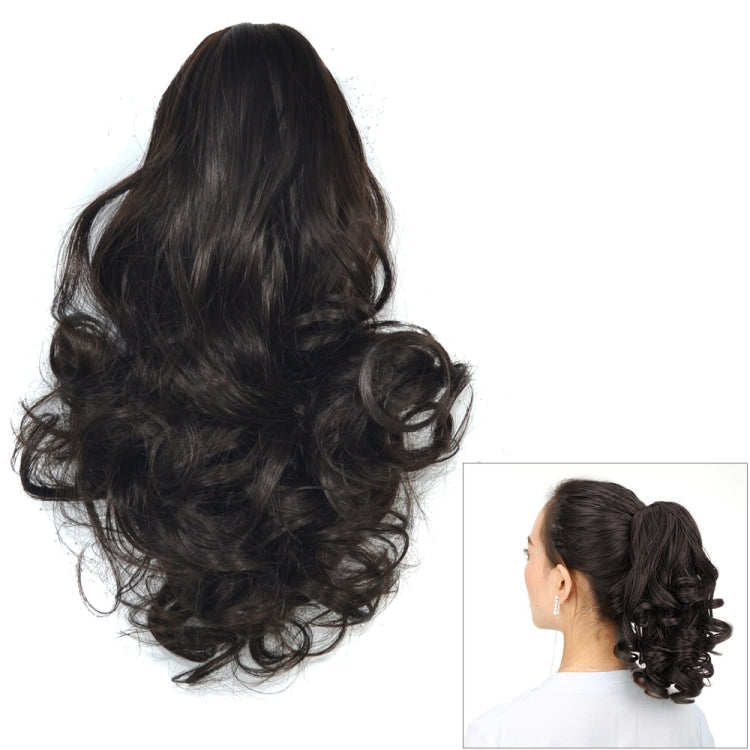 Natural Short Curly Hair Clip-on Pear Blossom Roll Horsetail Wig — Marron