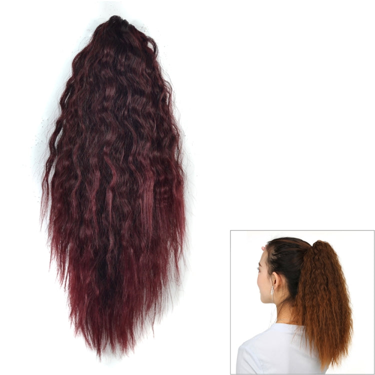 Natural Retro Short Curly Hair Clip-on Corn Blanching Horsetail Wig