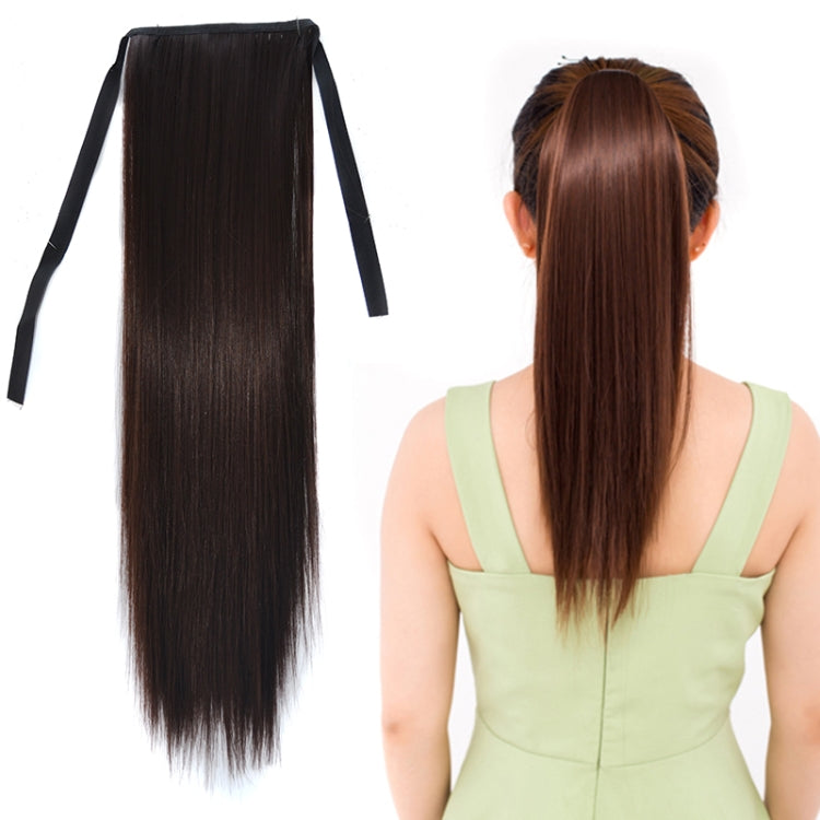 Natural Long Straight Hair Ponytail Bandage-style Wig Ponytail for Women，Length: 45cm — Flaxen