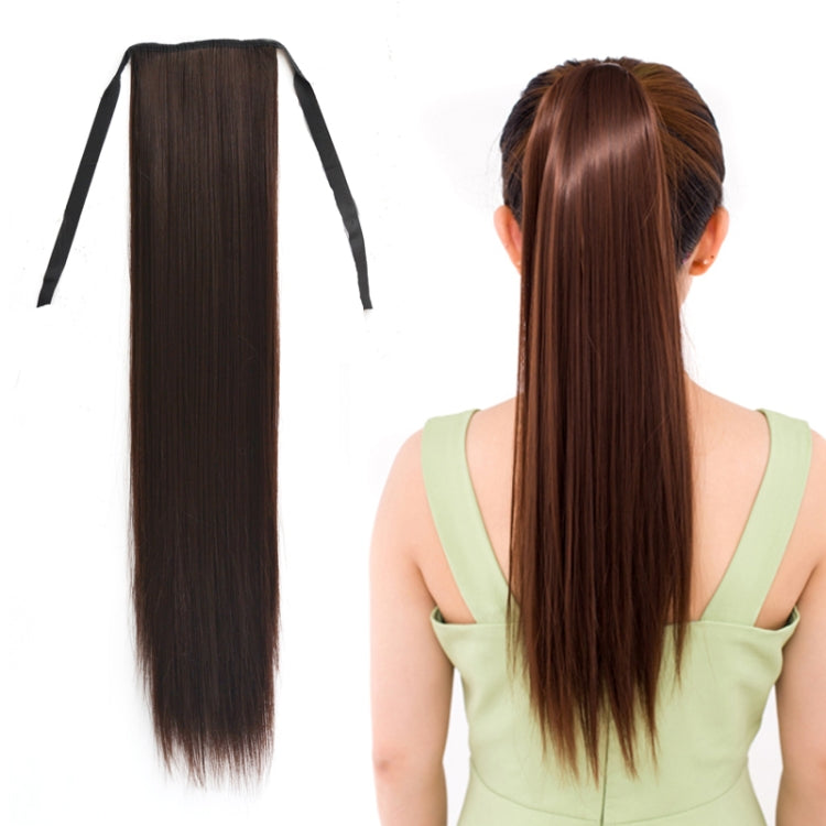 Natural Long Straight Hair Ponytail Bandage-style Wig Ponytail for Women，Length: 60cm — Flaxen
