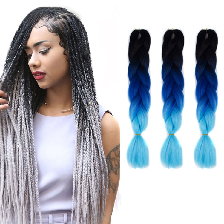 Fashion Color Gradient Individual Braid Wigs Chemical Fiber Big Braids, Length: 60cm(56 Purple+Lake Blue+Light Purple) — 21