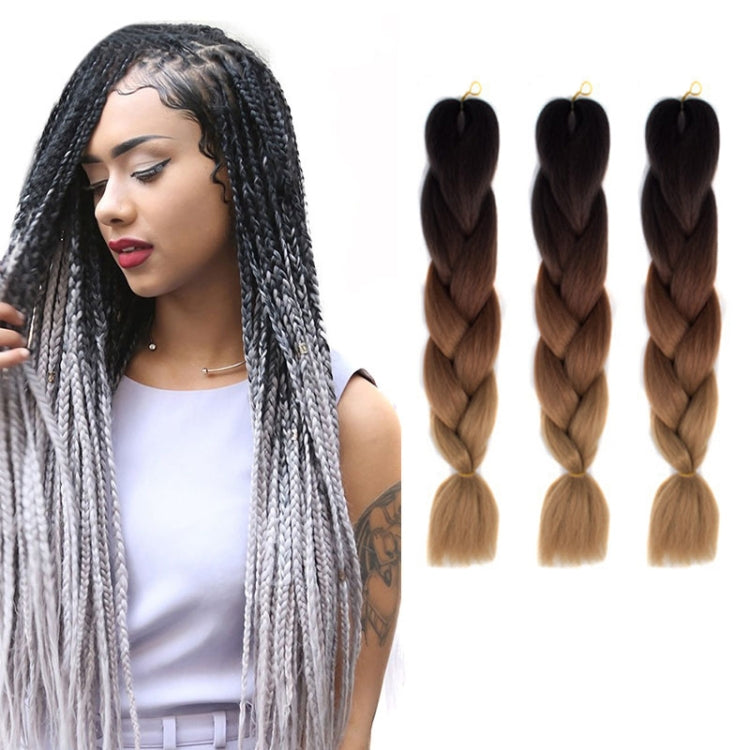 Fashion Color Gradient Individual Braid Wigs Chemical Fiber Big Braids, Length: 60cm(56 Purple+Lake Blue+Light Purple) — 35