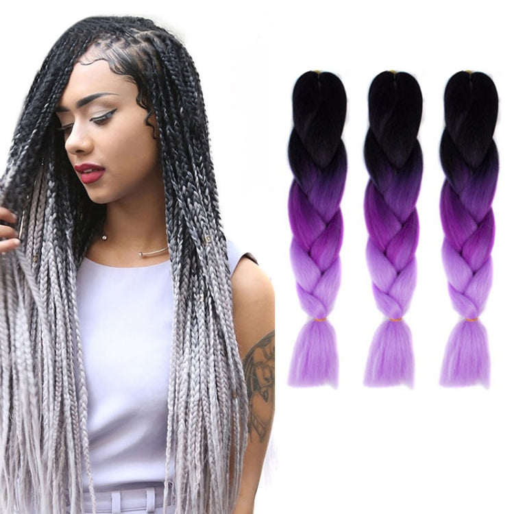 Fashion Color Gradient Individual Braid Wigs Chemical Fiber Big Braids, Length: 60cm(56 Purple+Lake Blue+Light Purple) — 37