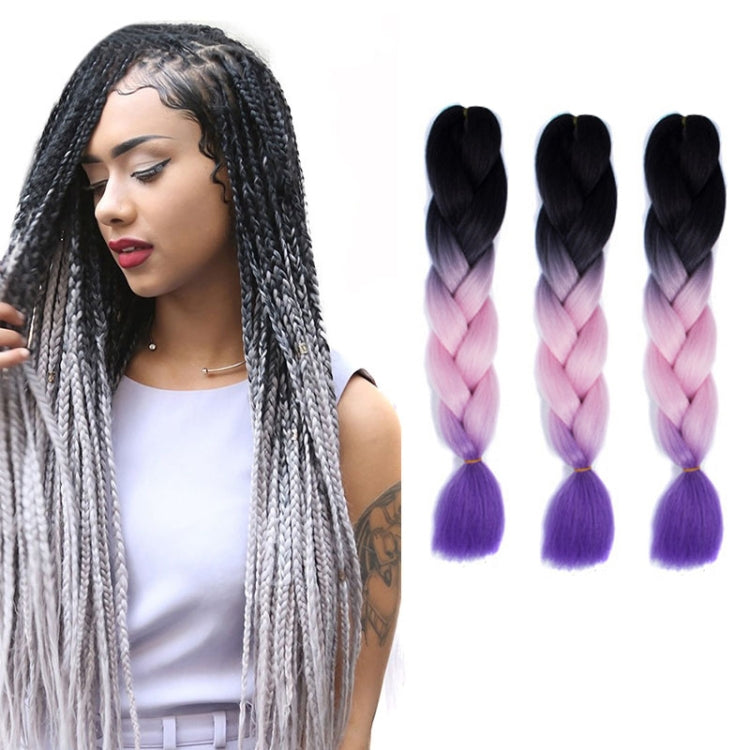 Fashion Color Gradient Individual Braid Wigs Chemical Fiber Big Braids, Length: 60cm(56 Purple+Lake Blue+Light Purple) — 38