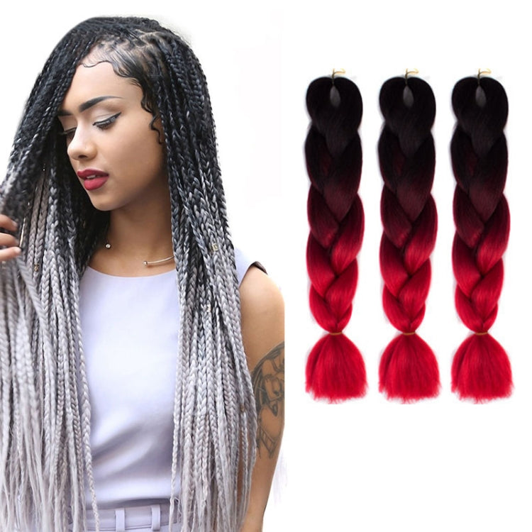 Fashion Color Gradient Individual Braid Wigs Chemical Fiber Big Braids, Length: 60cm(56 Purple+Lake Blue+Light Purple) — 44