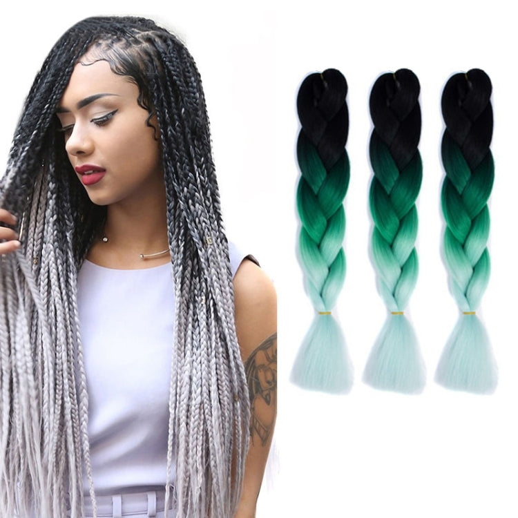 Fashion Color Gradient Individual Braid Wigs Chemical Fiber Big Braids, Length: 60cm(56 Purple+Lake Blue+Light Purple) — 46