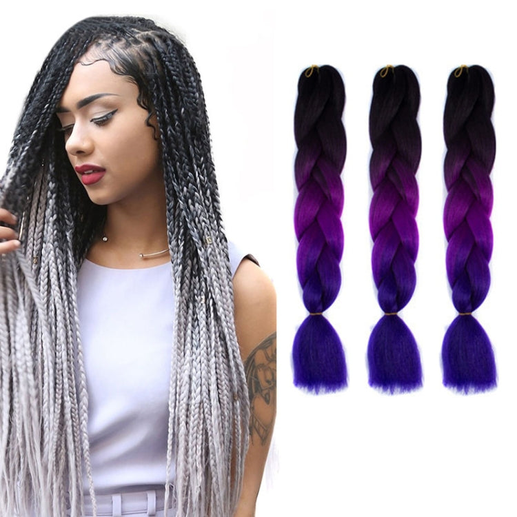 Fashion Color Gradient Individual Braid Wigs Chemical Fiber Big Braids, Length: 60cm(56 Purple+Lake Blue+Light Purple) — 47