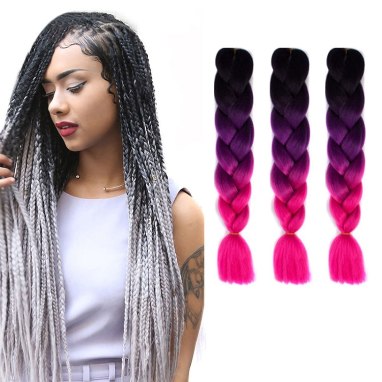 Fashion Color Gradient Individual Braid Wigs Chemical Fiber Big Braids, Length: 60cm(56 Purple+Lake Blue+Light Purple) — 49