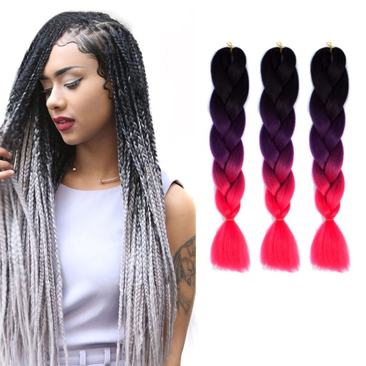 Fashion Color Gradient Individual Braid Wigs Chemical Fiber Big Braids, Length: 60cm(56 Purple+Lake Blue+Light Purple) — 50