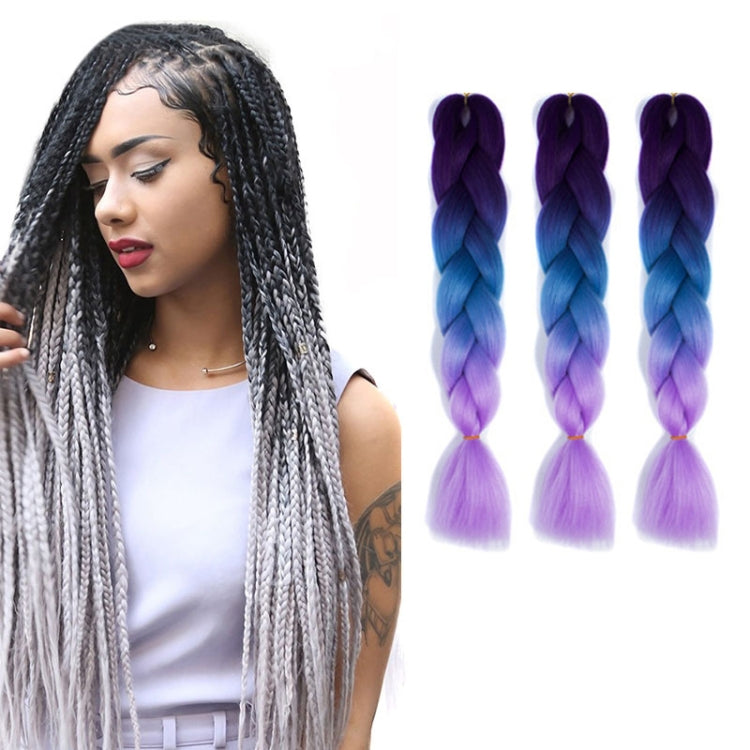 Fashion Color Gradient Individual Braid Wigs Chemical Fiber Big Braids, Length: 60cm(56 Purple+Lake Blue+Light Purple) — 51