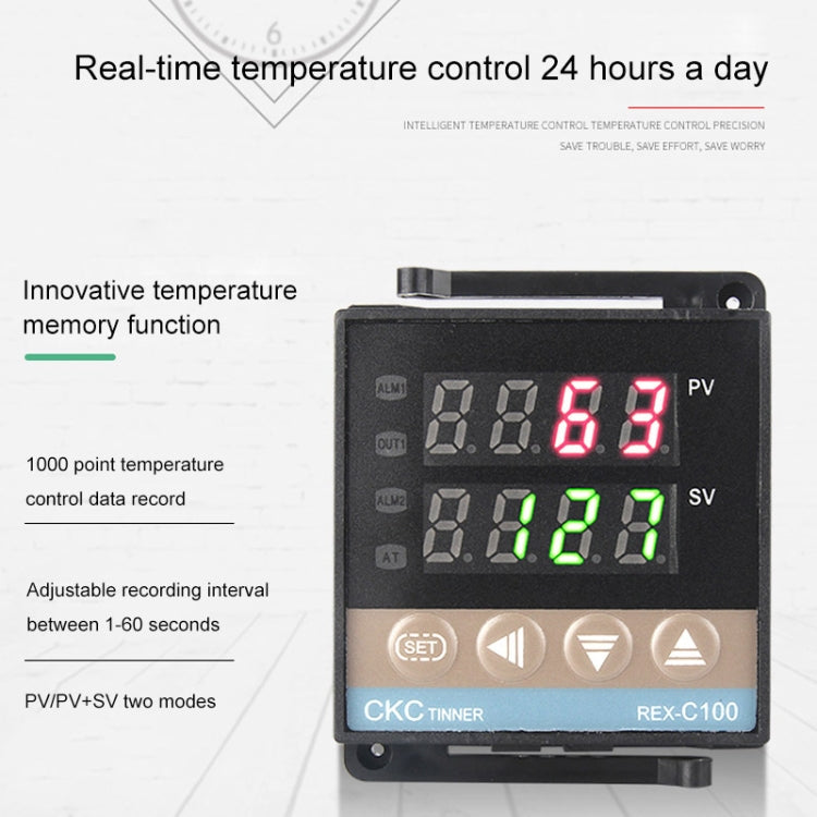 REX-C100 Thermostat + Thermocouple + SSR-100 DA Solid State Module Intelligent Temperature Control Kit