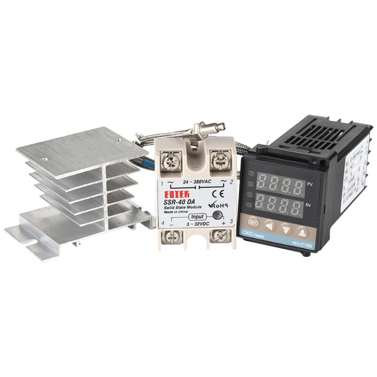 11000W REX-C100 Thermostat + Heat Sink + Thermocouple + SSR-100 DA Solid State Module Intelligent Temperature Control Kit