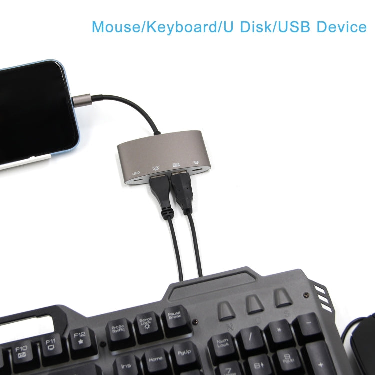 1040KEY 8 Pin to USB + Type-C / USB-C + OTG Multi-function Converter Adapter — view 5