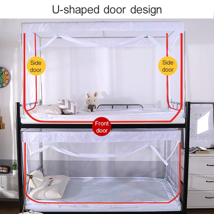 Student Dormitory Square Ceiling Zipper Mosquito Net Encryption Zipper Three Door Defence Mosquito for Upper Berth
