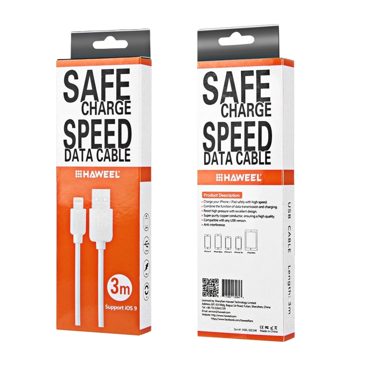 HAWEEL 3m High Speed 8 Pin to USB Sync and Charging Cable for iPhone, iPad — view 5