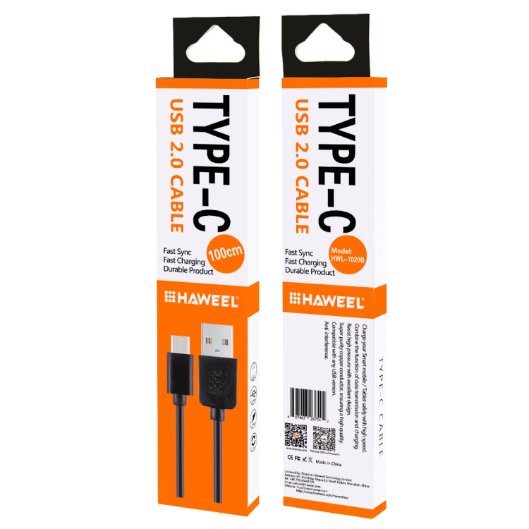 HAWEEL 1m USB-C / Type-C to USB 2.0 Data & Charging Cable — White