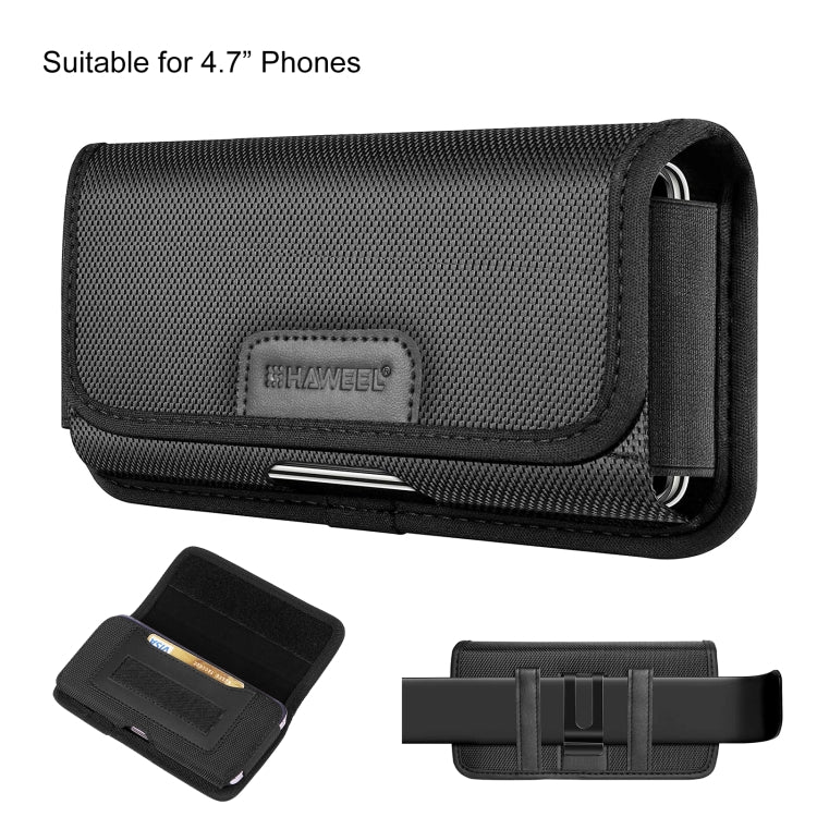 HAWEEL 4.7 inch Nylon Cloth Phone Belt Clip Horizontal Carrying Pouch with Card Slot