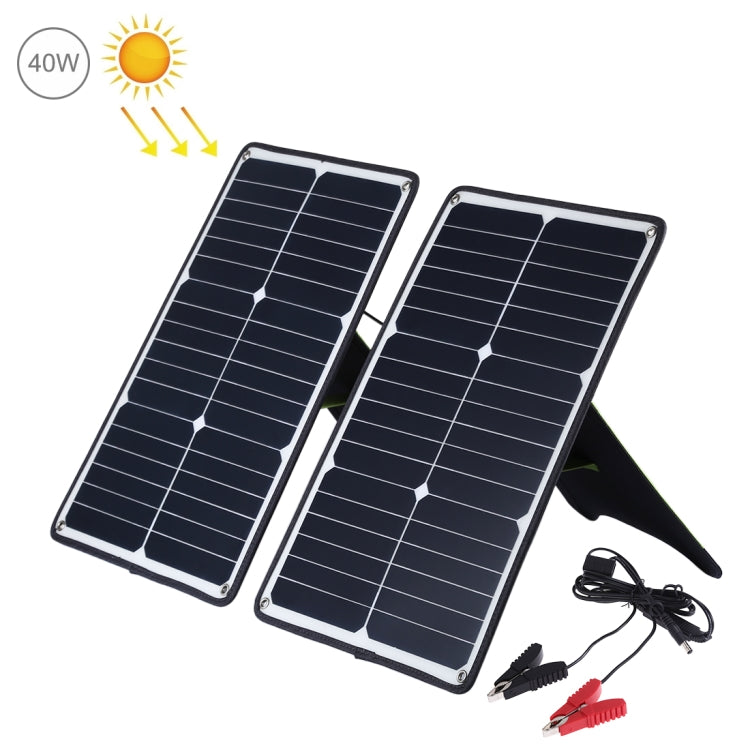 HAWEEL 2 PCS 20W Monocrystalline Silicon Solar Power Panel Charger, with USB Port & Holder & Tiger Clip, Support QC3.0 and AFC