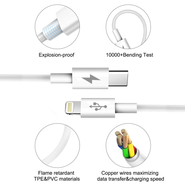 HAWEEL 25W 3A USB-C / Type-C to 8 Pin PD Fast Charging Cable for iPhone, iPad, Cable Length: 2m — view 4