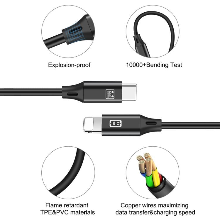 HAWEEL 1m USB-C / Type-C to 8 Pin OTG Sync Data / Charging Cable — view 3
