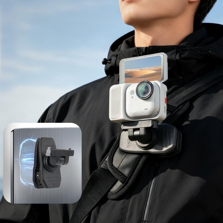 Sunnylife Magnetic Quick-Release Backpack Clip Action Camera Clamp Vertical-Horizontal Mount, For Insta360 GO Ultra