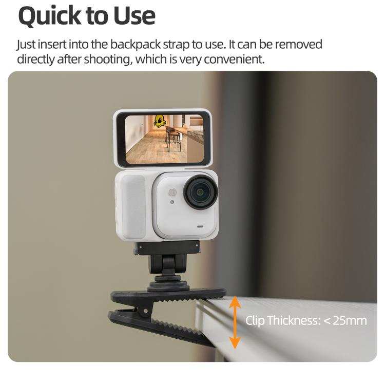 Sunnylife Magnetic Quick-Release Backpack Clip Action Camera Clamp Vertical-Horizontal Mount, For Insta360 GO Ultra