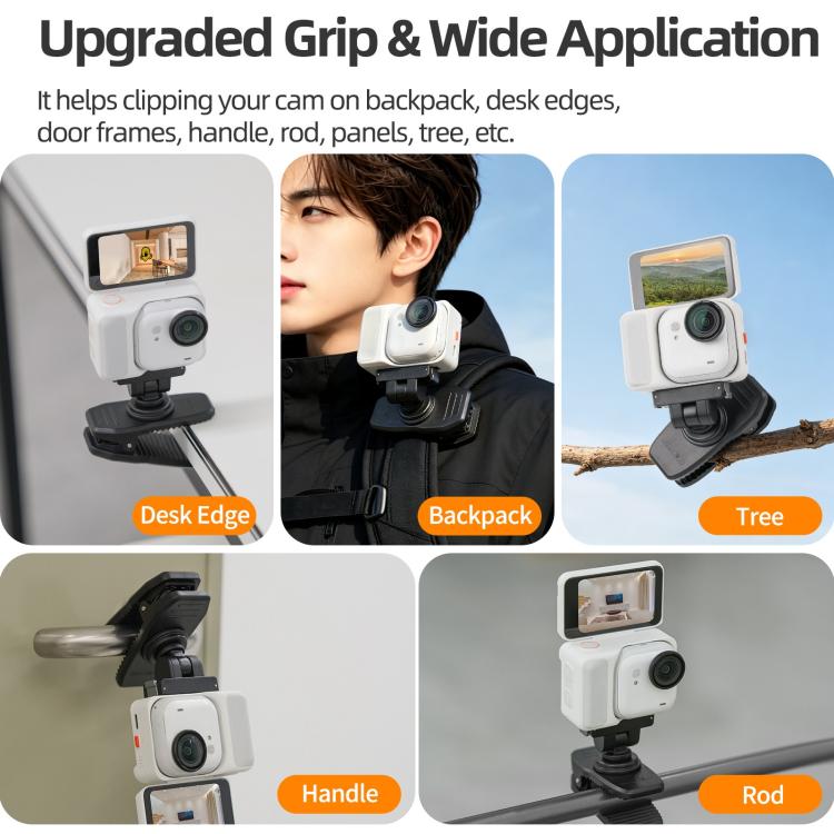 Sunnylife Magnetic Quick-Release Backpack Clip Action Camera Clamp Vertical-Horizontal Mount, For Insta360 GO Ultra