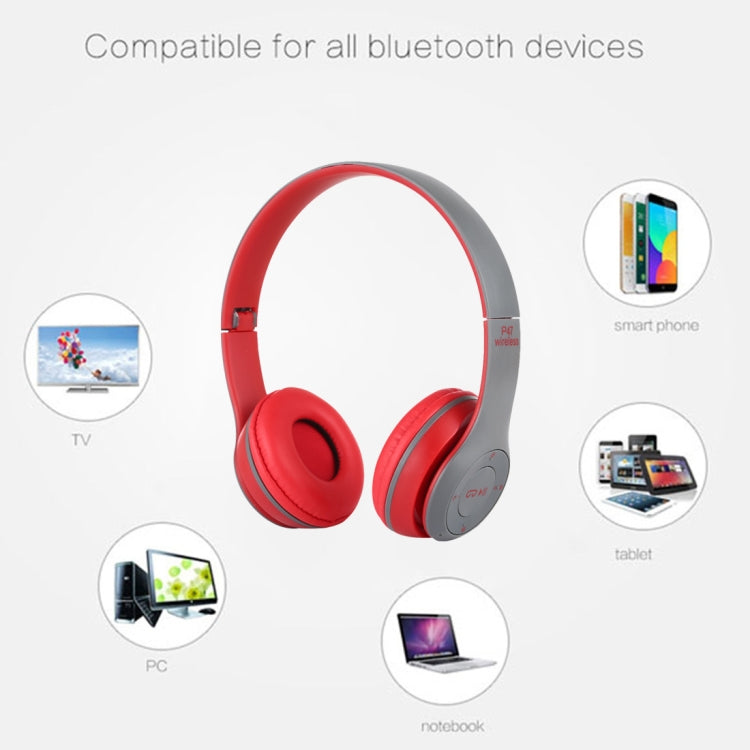 P47 Foldable Wireless Bluetooth Headphone with 3.5mm Audio Jack, Support MP3 / Call