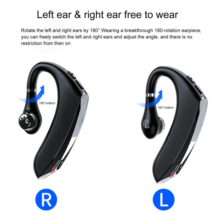 DS800 Bluetooth 5.0 Universal Hanging Ear Style Business Sports Wireless Bluetooth Earphone, Upgrade Version — Black