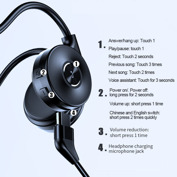 M-1 Back-mounted Touch Noise Reduction Bone Conduction Bluetooth Earphone with Detachable Microphone — view 5