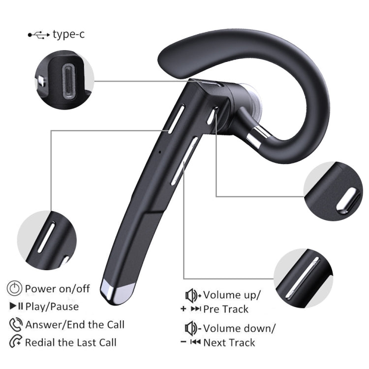 YYK-525 Simple Version Single Rotatable Earhook Noise Reduction Call Business Bluetooth Earphone without Charging Box — view 3