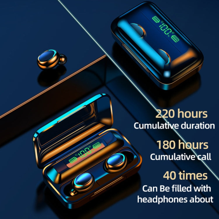 F9-5C Four-bar Breathing Light + Digital Display Noise Reduction Bluetooth Earphone — White