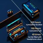 R11 Mirror LED Light + Digital Display Noise Reduction Bluetooth Earphone — White