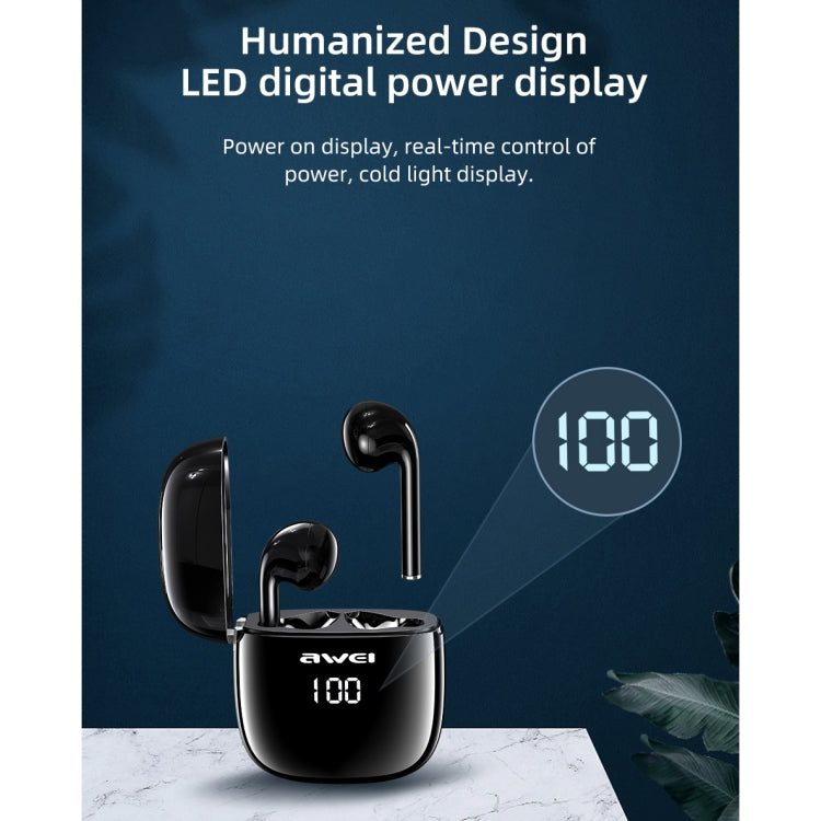 awei T28P Bluetooth V5.0 TWS Ture Wireless Sports LED Display Headset with Charging Case — view 5